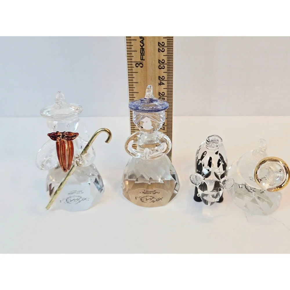 Lenox Crystalline Nativity Ornaments Set of 4 Glass Figurines Clear 792691 Boxed